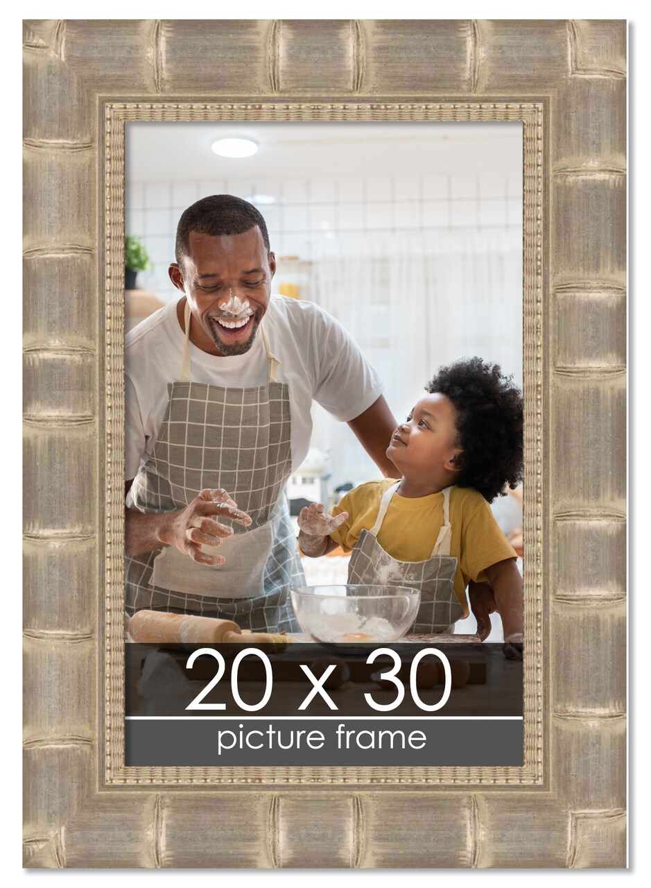 20x30 Wide Bamboo Picture Frame with UV-Resistant Acrylic & Acid Free Backing, Available in 4 Finishes - Brown, Black, Silver, and Natural
